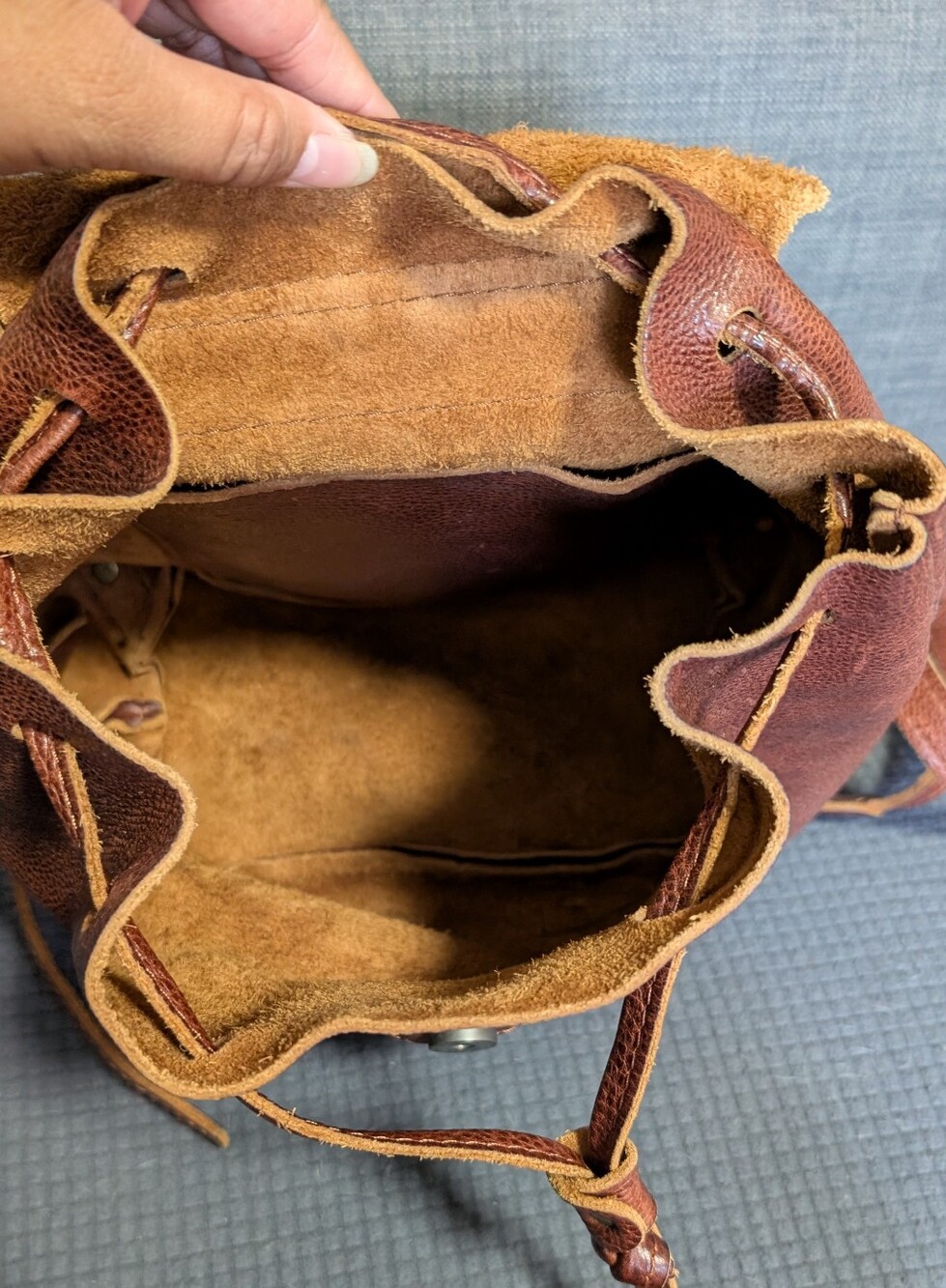 Portland Leather Drawstring Backpack - Picture 3 of 4